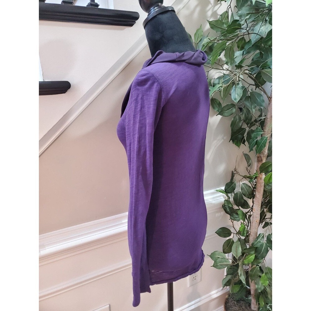 Loft Womens Purple Solid 100% Cotton Cowl Neck Long Sleeve Top Blouse Size Small - Picture 4 of 10